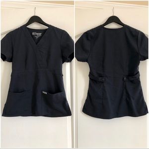 Greys Anatomy Wrap scrub top, Steel Gray